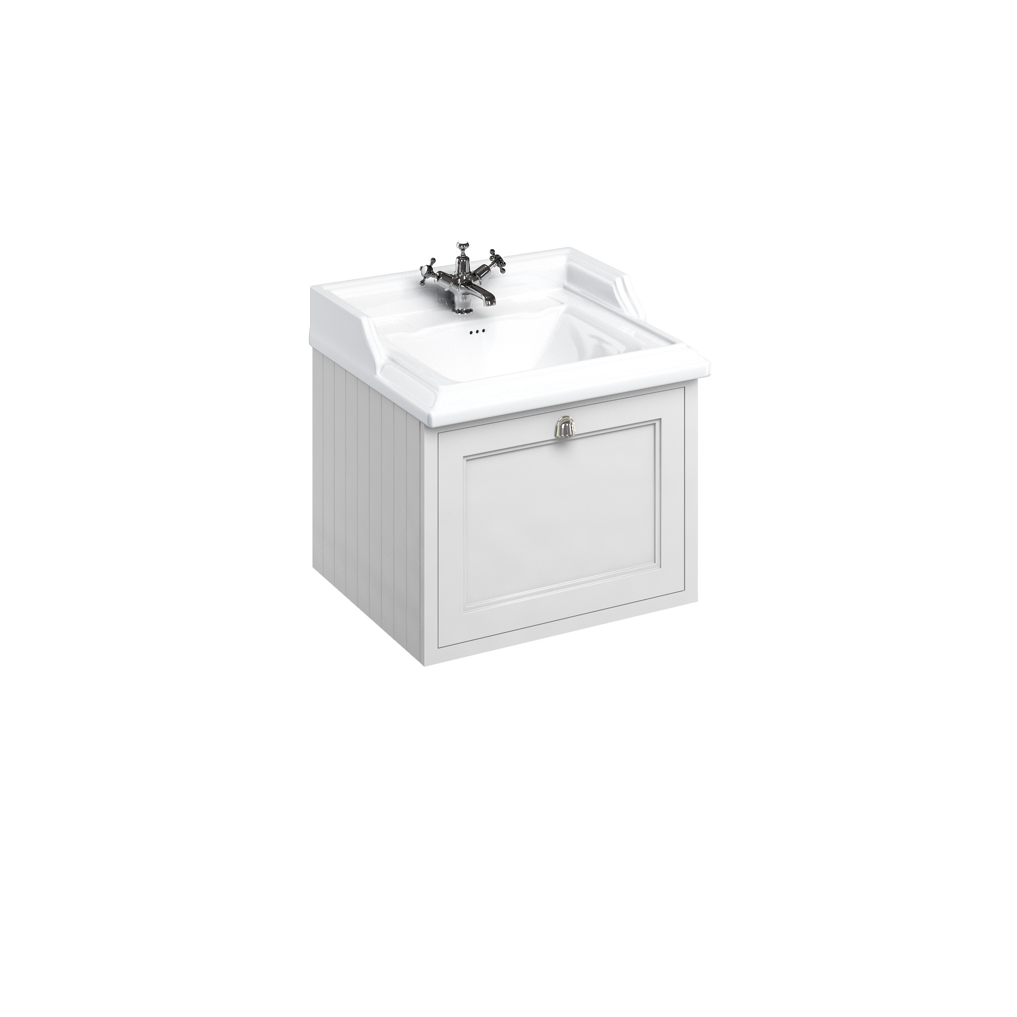 Wall Hung 65 Vanity Unit single drawer - Matt White and Classic basin 1 tap hole
